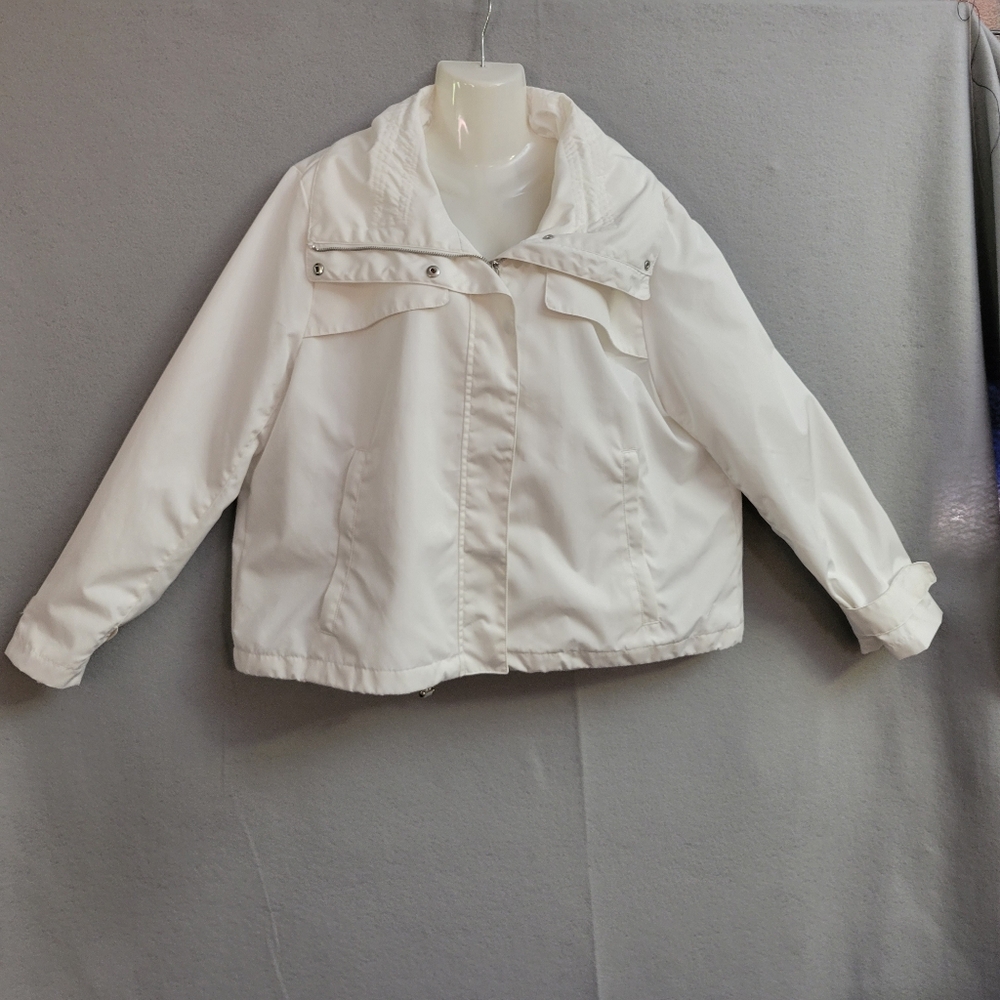 Nautica Water resistant Storm Flap All Weather Jacket White with Silver XXL
